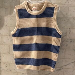 Men's Blue and Cream Striped Sweater Vest